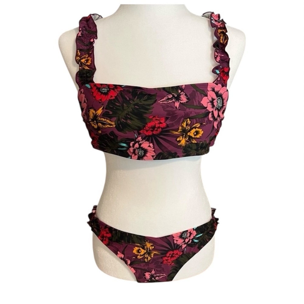 NWT No Boundaries Floral Ruffle Bikini